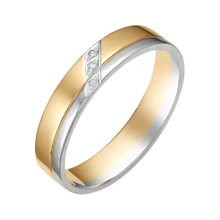 Кольцо обручальное, золото, бриллиант, 12386-100